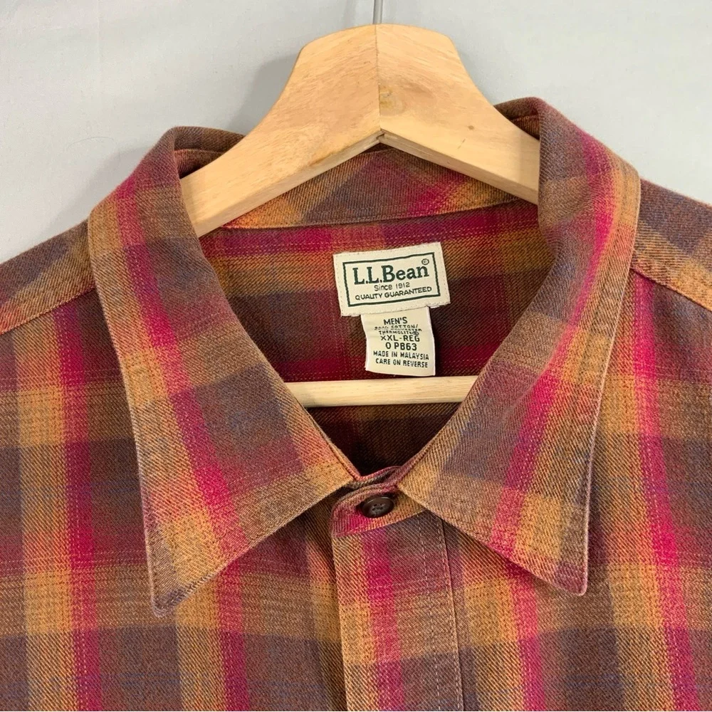 L.L. Bean Men's Plaid Shirt‎ in Red and Brown